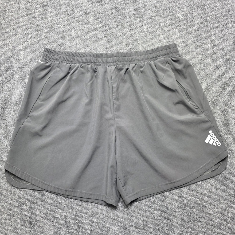 Adidas Aeroready Men's 2XL 7 Inch Running Shorts Gray Zipper Pockets Workout